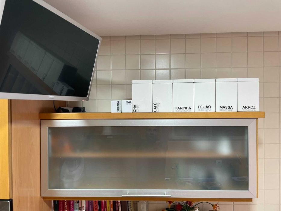 Conjunto frascos recipientes de cozinha para massa, arroz, etc