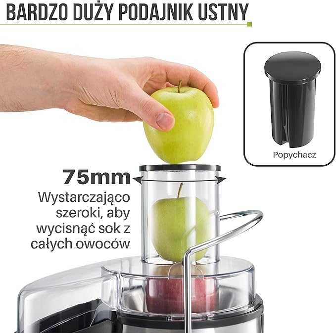 Twinzee Odśrodkowa sokowirówka do warzyw i owoców, wydajna 850 W
