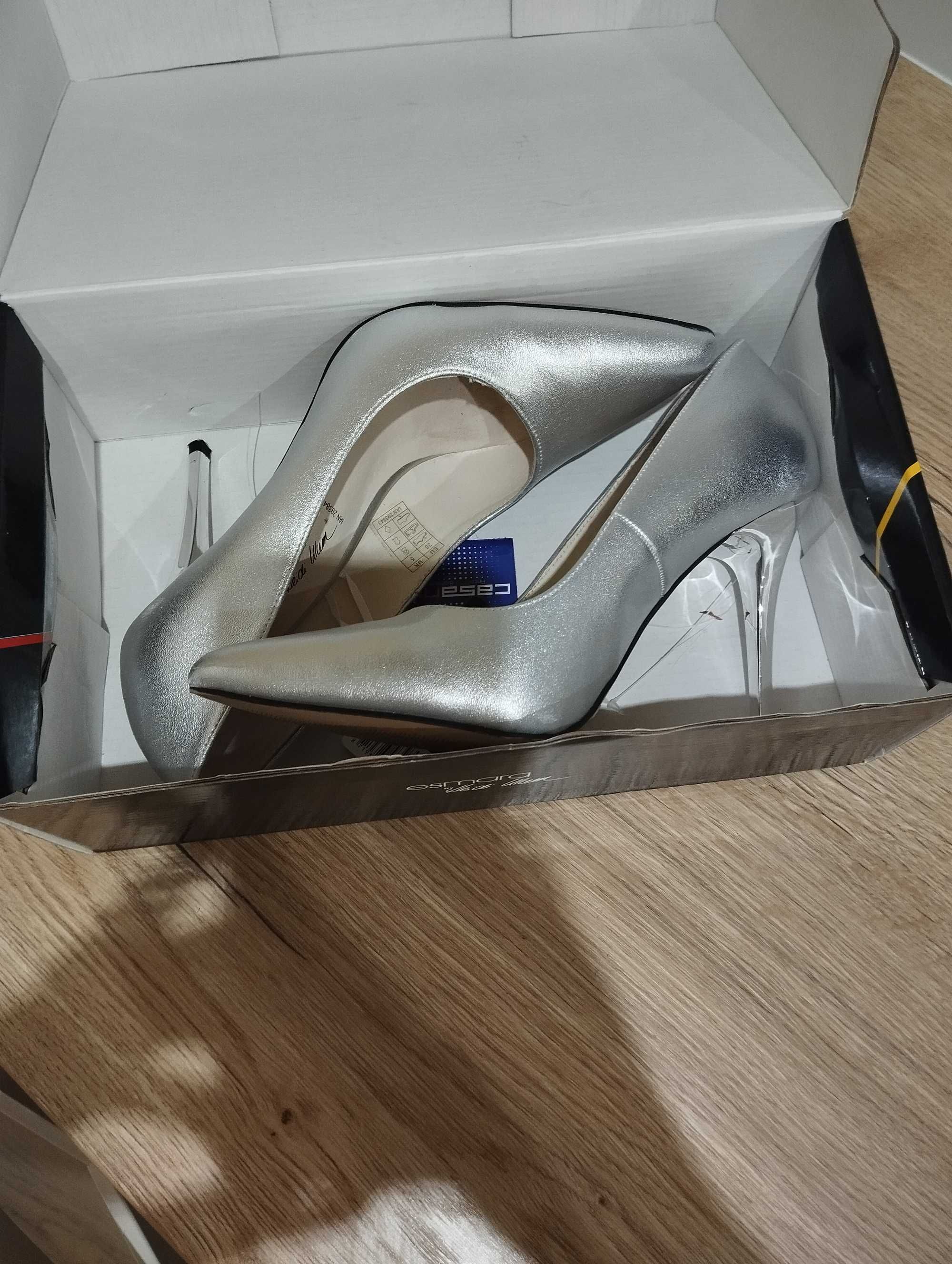 NOWE buty, szpilki srebrne 38