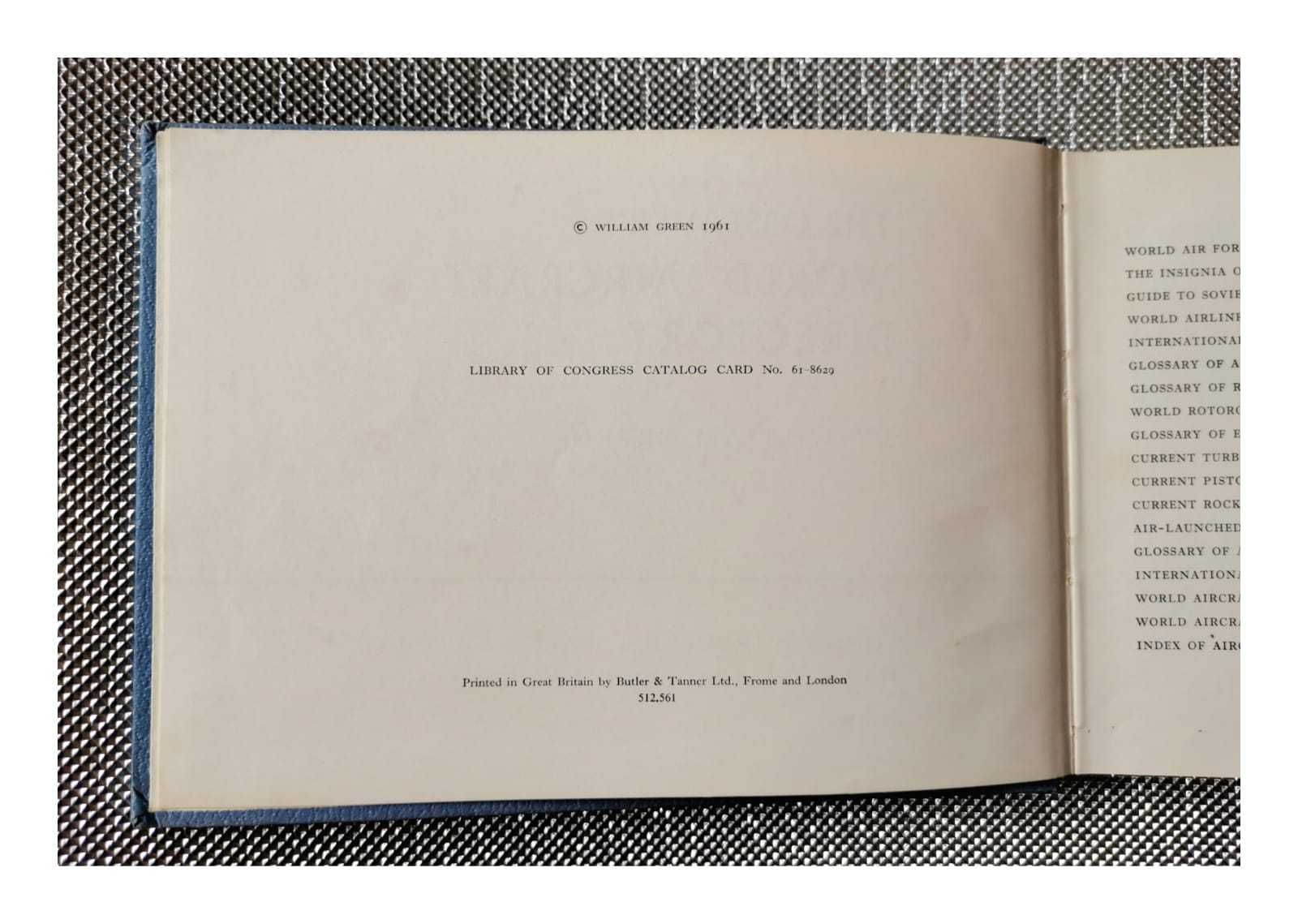 Słownik lotniczy,1961 The Observer's World Aircraft Directory W. Green
