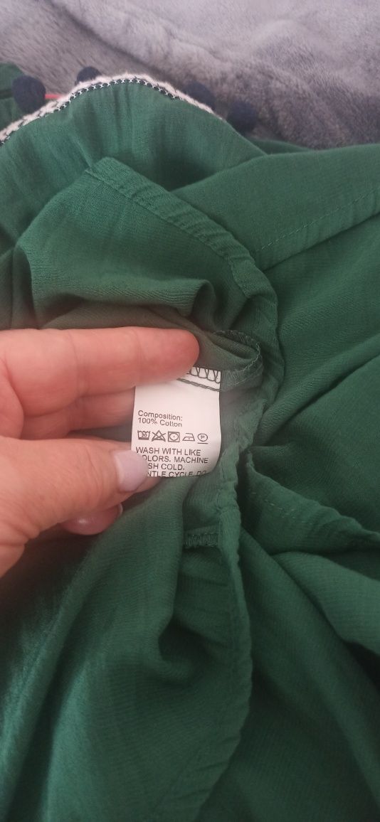 Piękna sukienka 100% bawełna indyjska piękna butelkowa zieleń. Nowa