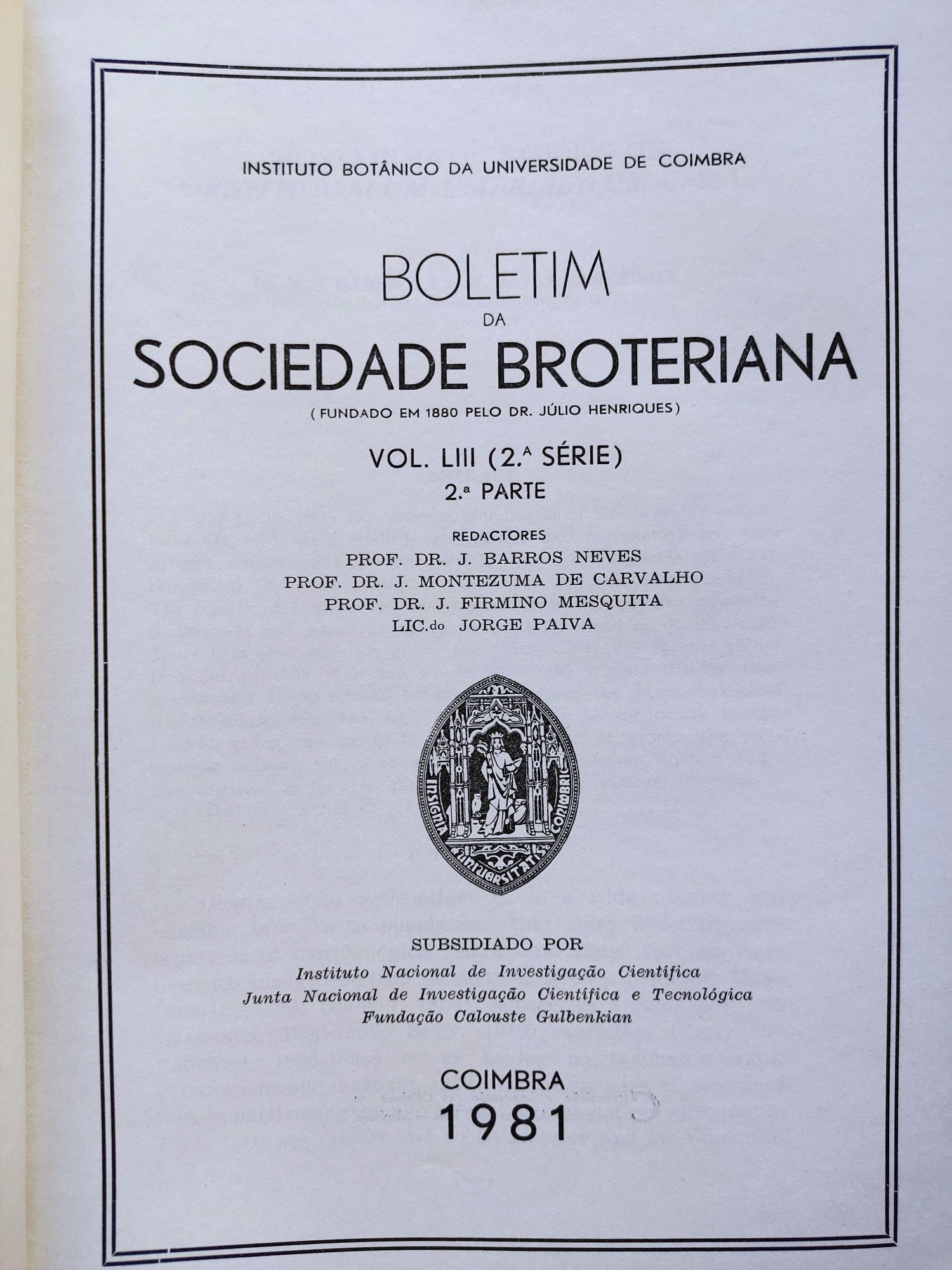 Boletim da Sociedade Broteriana, 1981