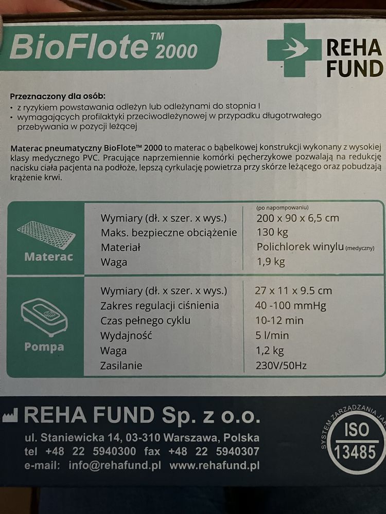 Materac pneumatyczny odlezynowy