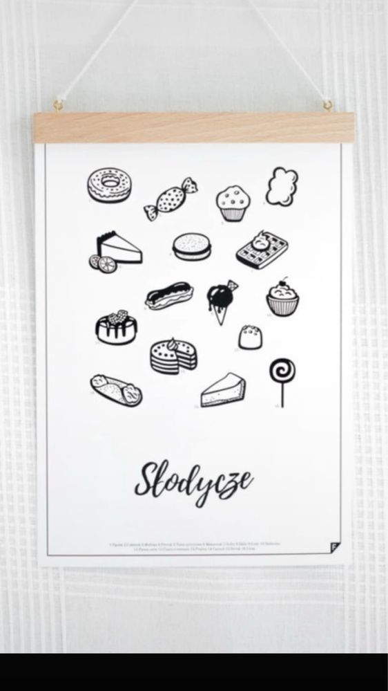 Nowy plakat Follygraph Słodycze 30×40 cm styl skandynawski