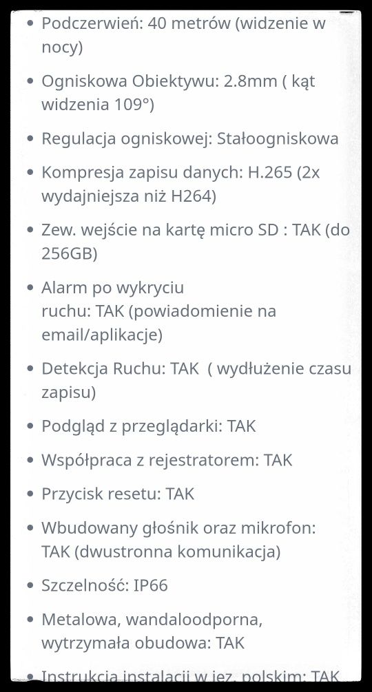 Kamera Wi Fi 5 mln pix.  Optyka sony.