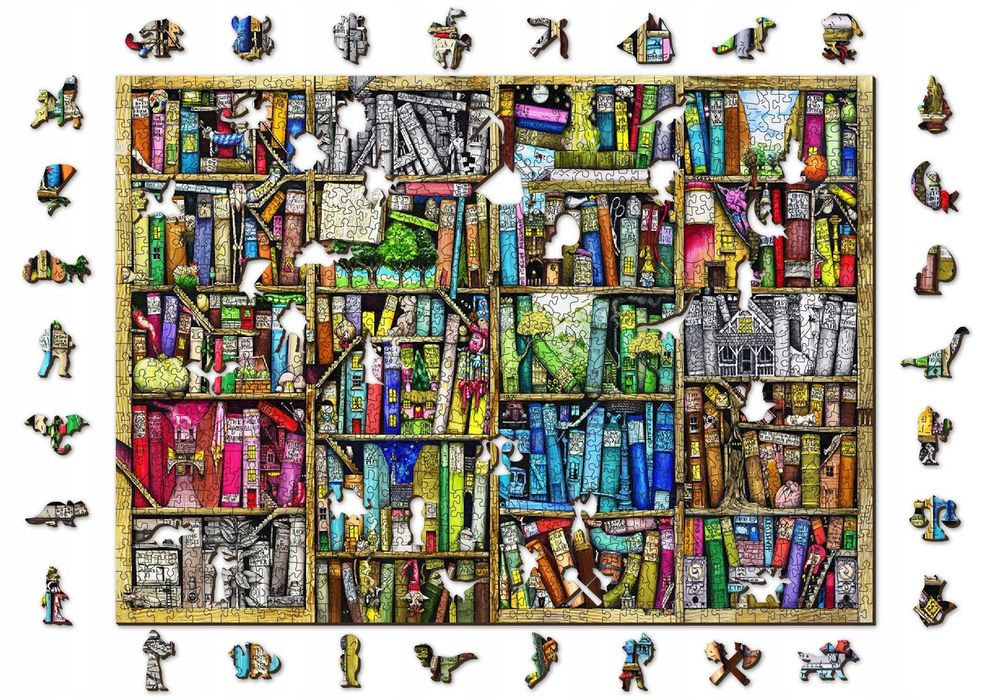 Puzzle Drewniane Bookshelf 1000 +10 elementów NOWE