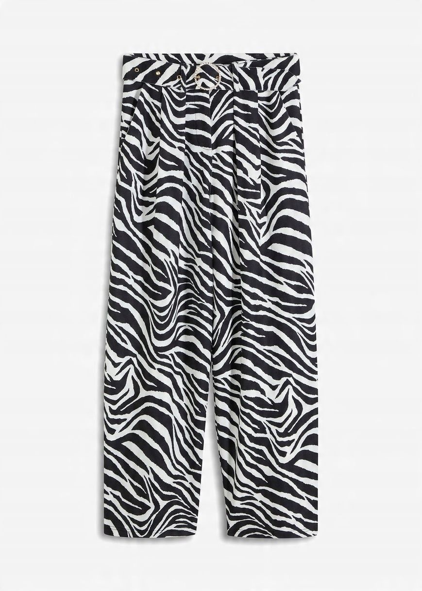 B.P.C spodnie kuloty biało-czarne zebra eleganckie ^34
