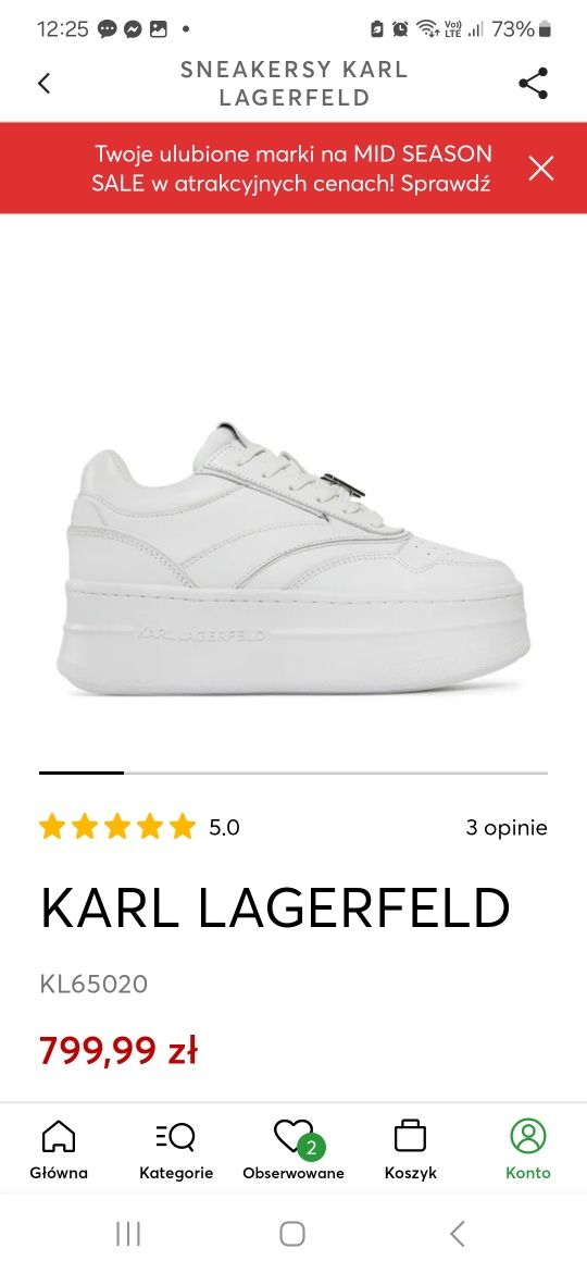 KARL Lagerfeld 38 sneakersy platforma