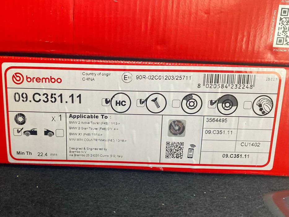 Discos de travão Brembo Prime Line Novo – referência 09.C351.11