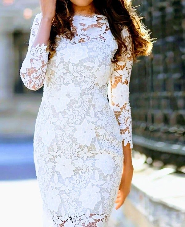Кружевное белое платье для венчания