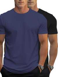 Par Tshirts básicas muscle fit preto e azul escuro