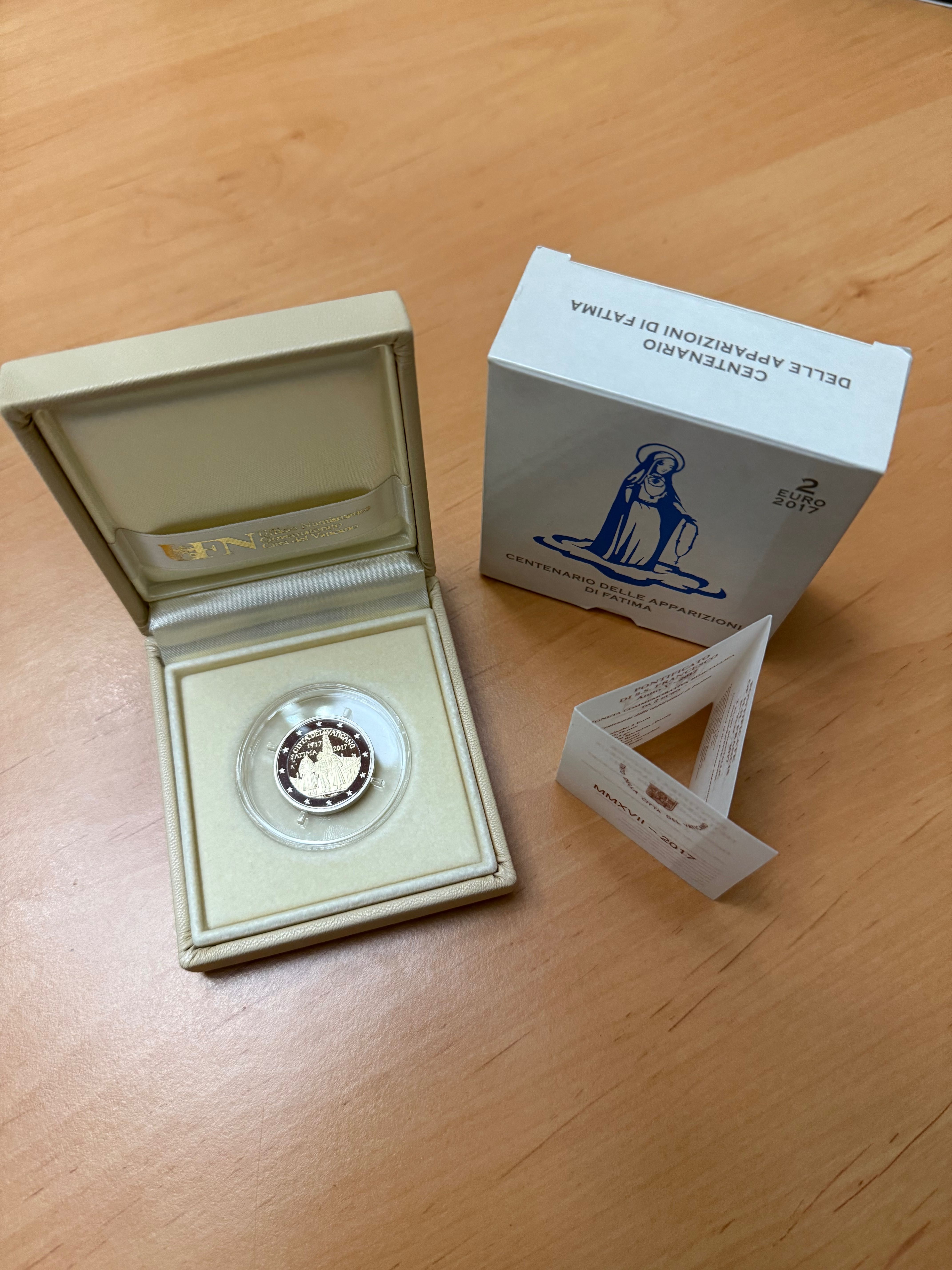 Moeda 2€ Vaticano Fátima 2017 proof