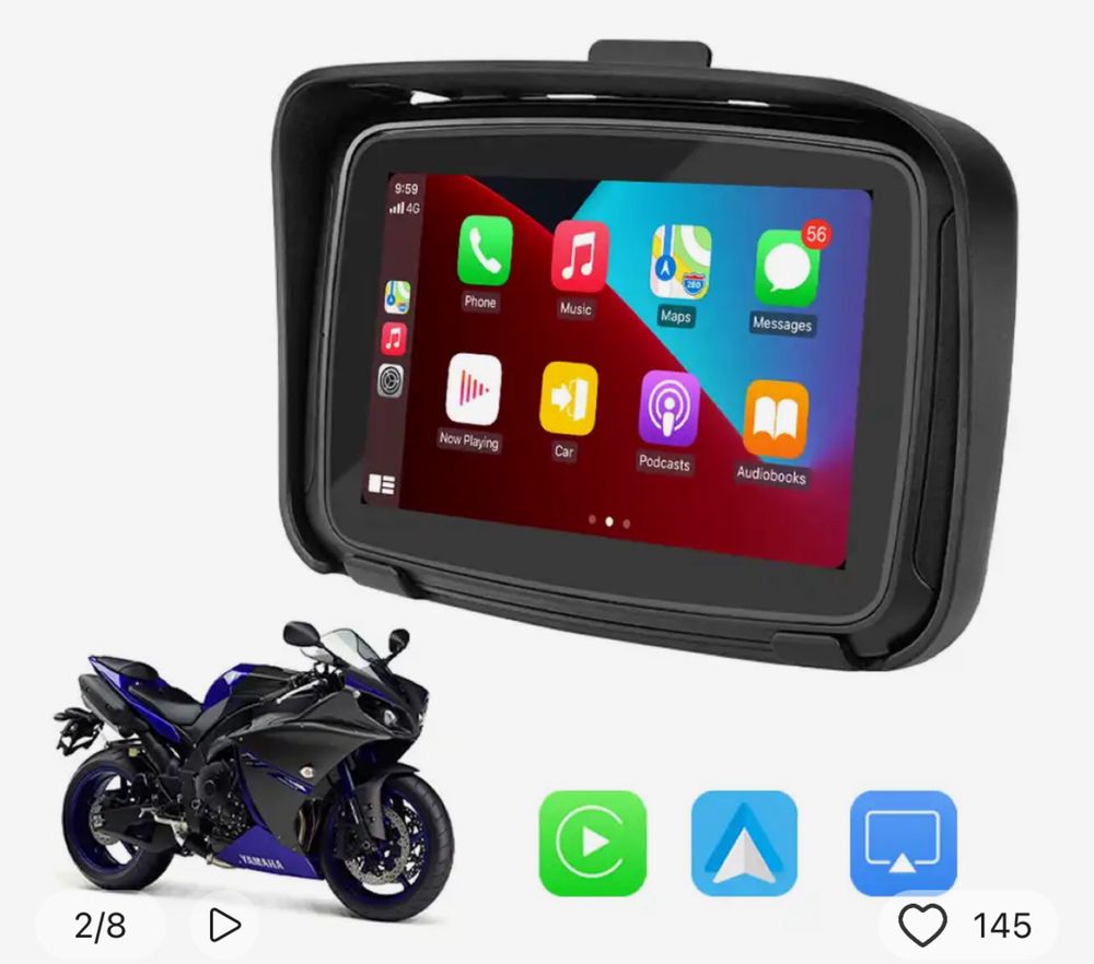 Suporte e ecrã de navegação gps da motocicleta carplay e Andróide