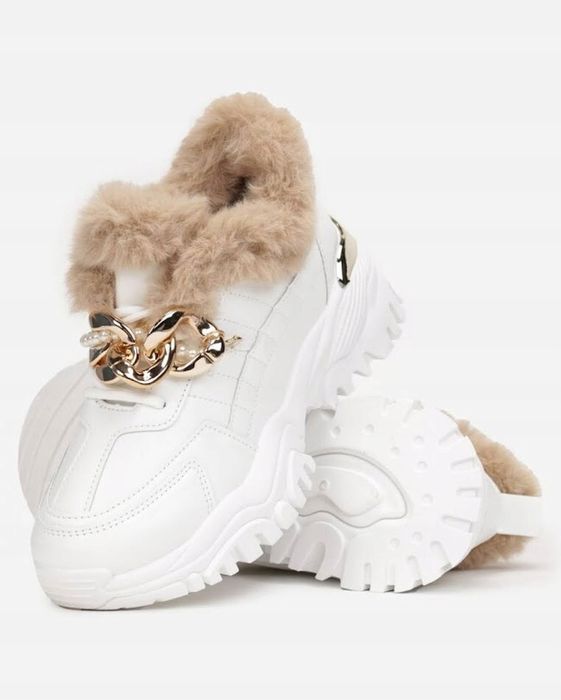 buty damskie sneakersy białe ocieplane r. 38