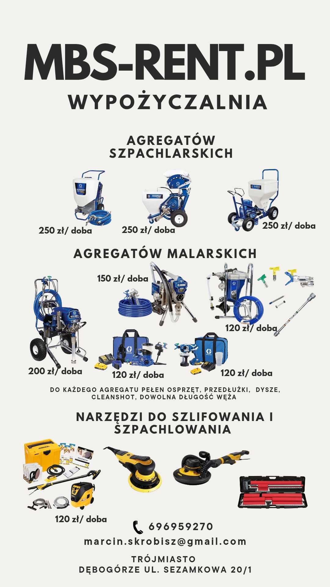 agregat malarski Graco 495 pełen osprzęt cleanshot przedłużki dysze