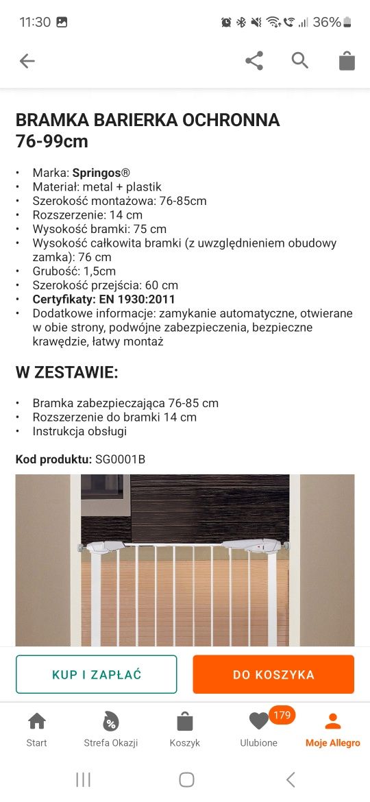 Barierka rozporowa na schody
