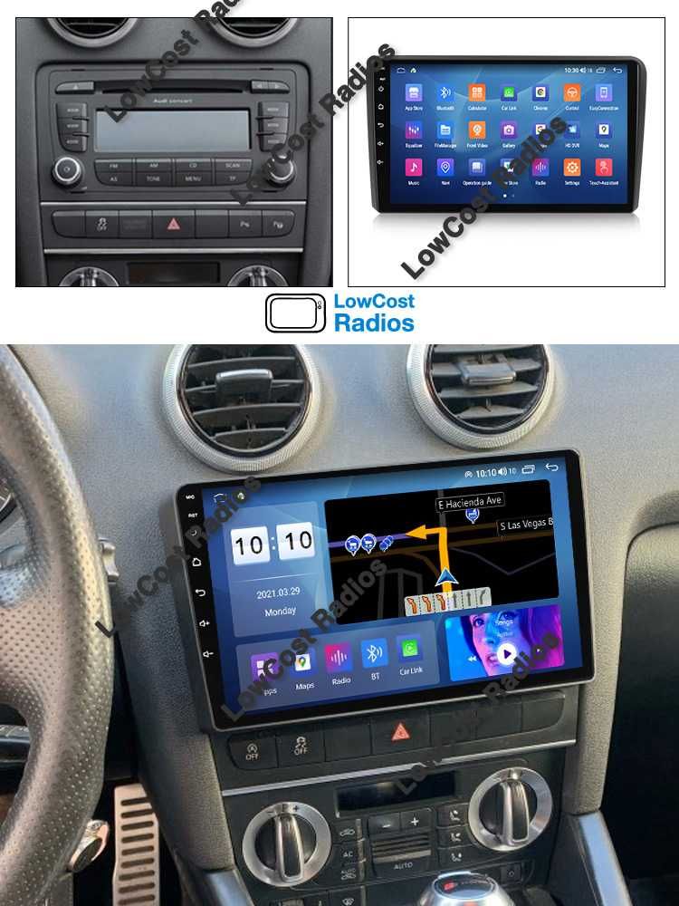 (NOVO) Rádio GPS AUDI A3 (2003 a 2012) ANDROID 14 • USB, DVD, BT, WIFI