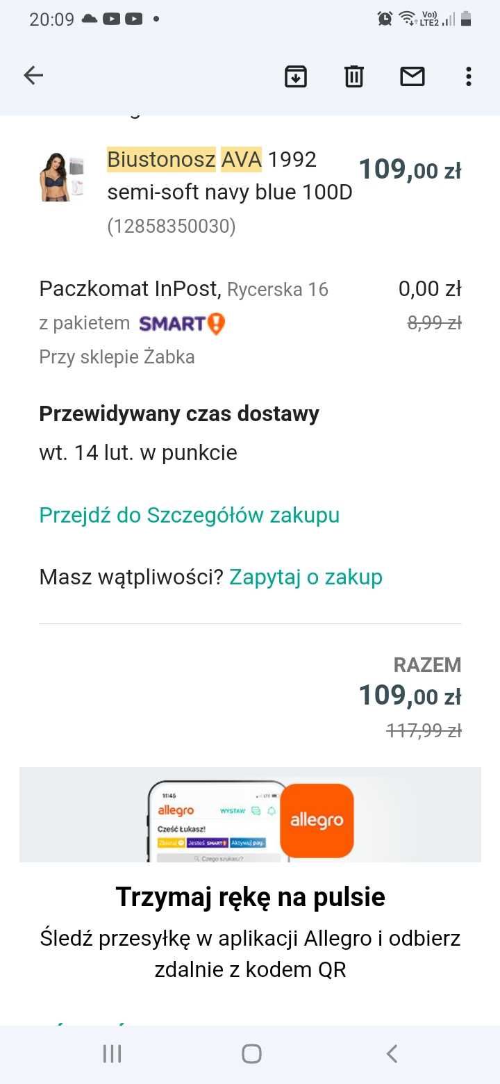 Biustonosz AVA 100D półusztywniany navy blue raz ubrany markowy