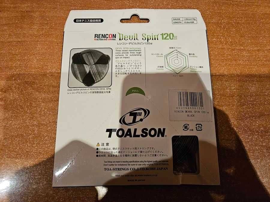 Naciąg tenisowy Toalson Rencon Devil Spin 1,20 mm