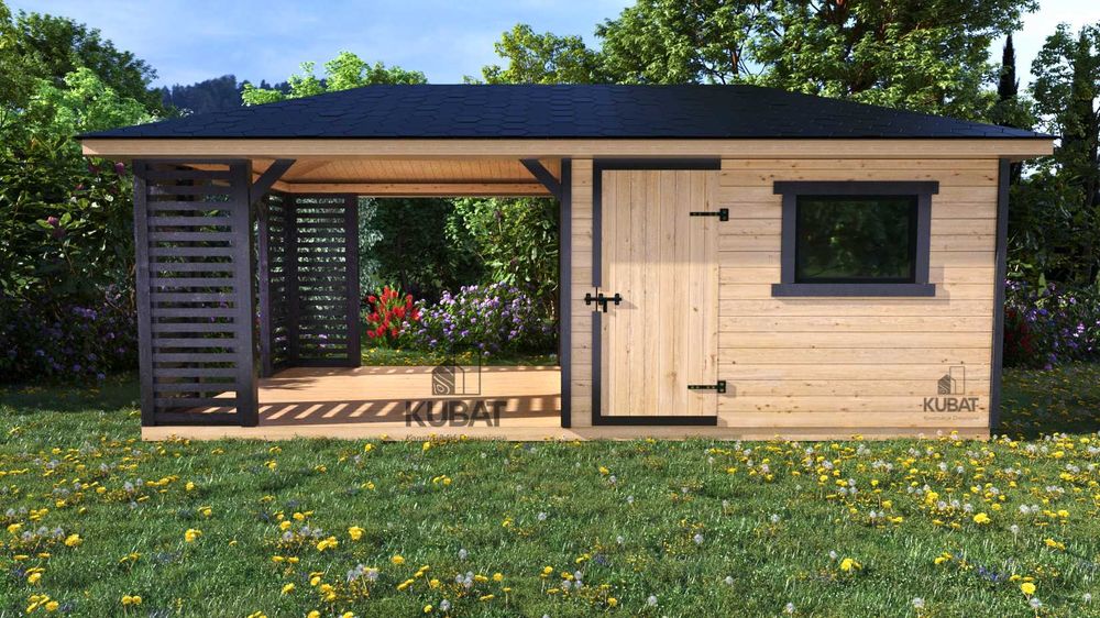 Domek ogrodowy z altanka 3x6 | domek narzedziowy z altanka | altanki