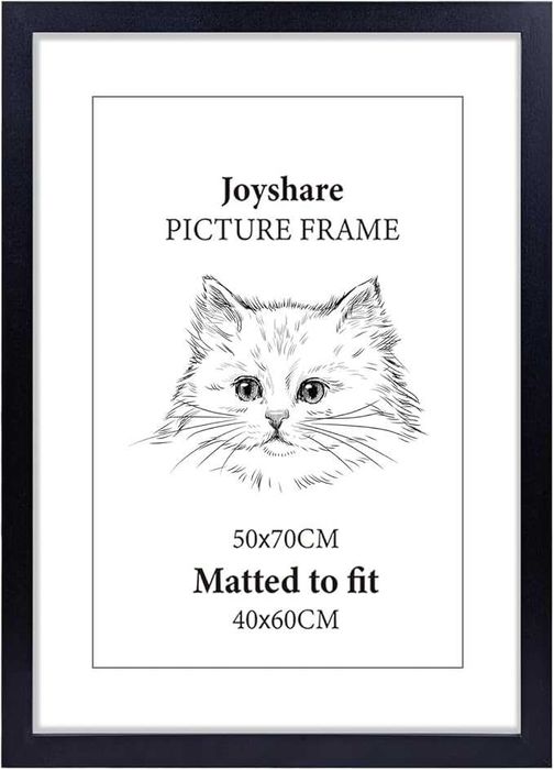 Duża Ramka 50x70 cm czarna z passe-partout MDF Pleksiglas