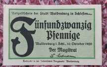 Notgeld - Wałbrzych - Waldenburg 25 Pfennig 1920, UNC  , UNC