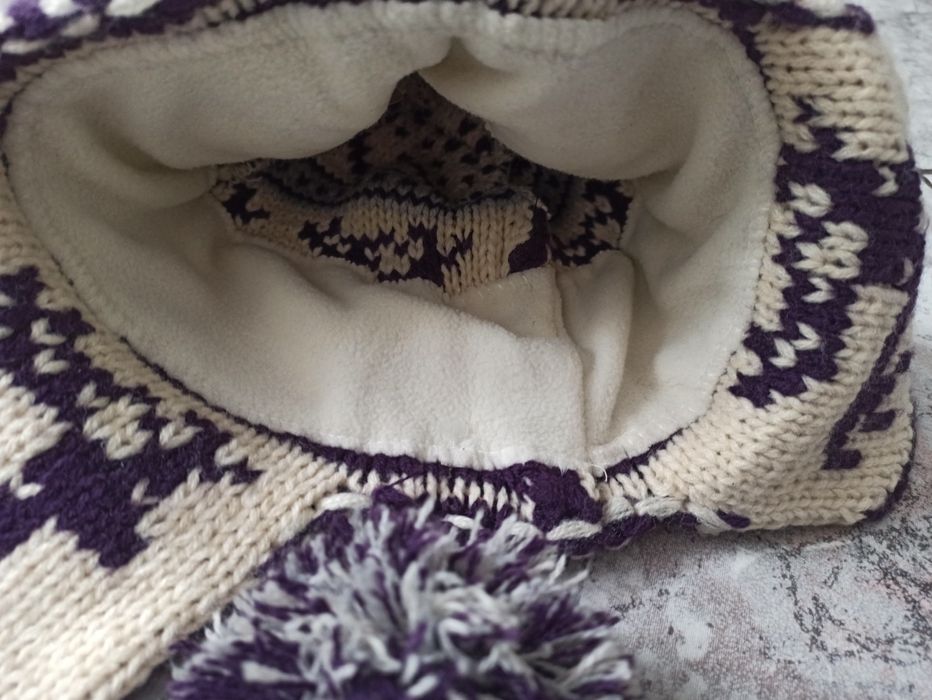 Komplet zimowy: czapka + szalik z kieszeniami na ręce, damski lub dzie