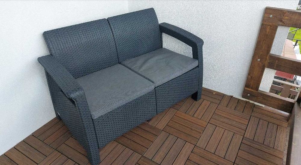 Пластиковая скамейка со спинкой, Диван Corfu Love Seat 2-местный