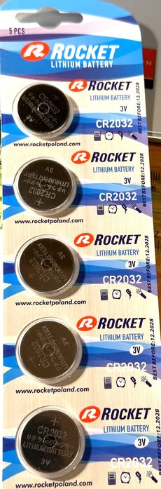 5sztuk Bateria CR2032 Rocket lithium battery 12.2028 1zestaw-5szt