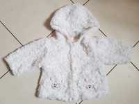 Nowy biały pluszowy płaszczyk kurtka wiosna jesień rozmiar 68