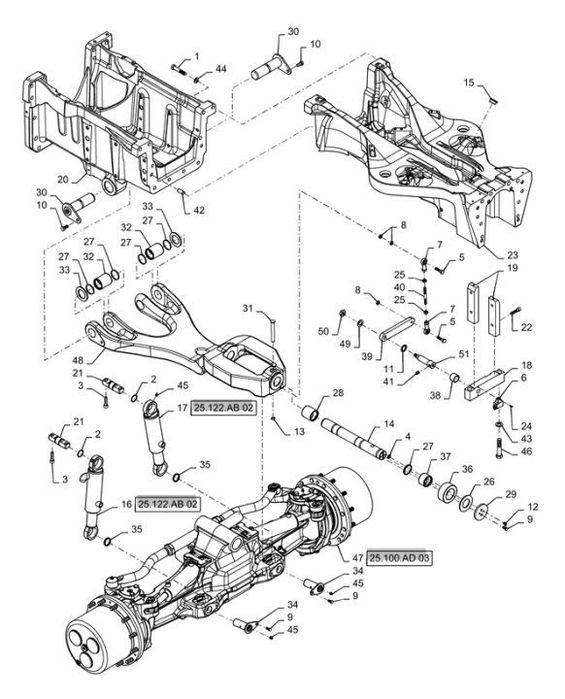 New Holland T6090 T6070 T7230 Silownik hydraul double acting, 65mm rod, 168mm stroke 84292055