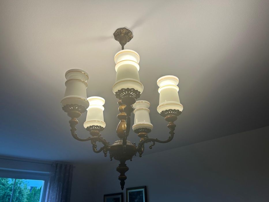 Żyrandol lampa z 5 szklanymi kloszami