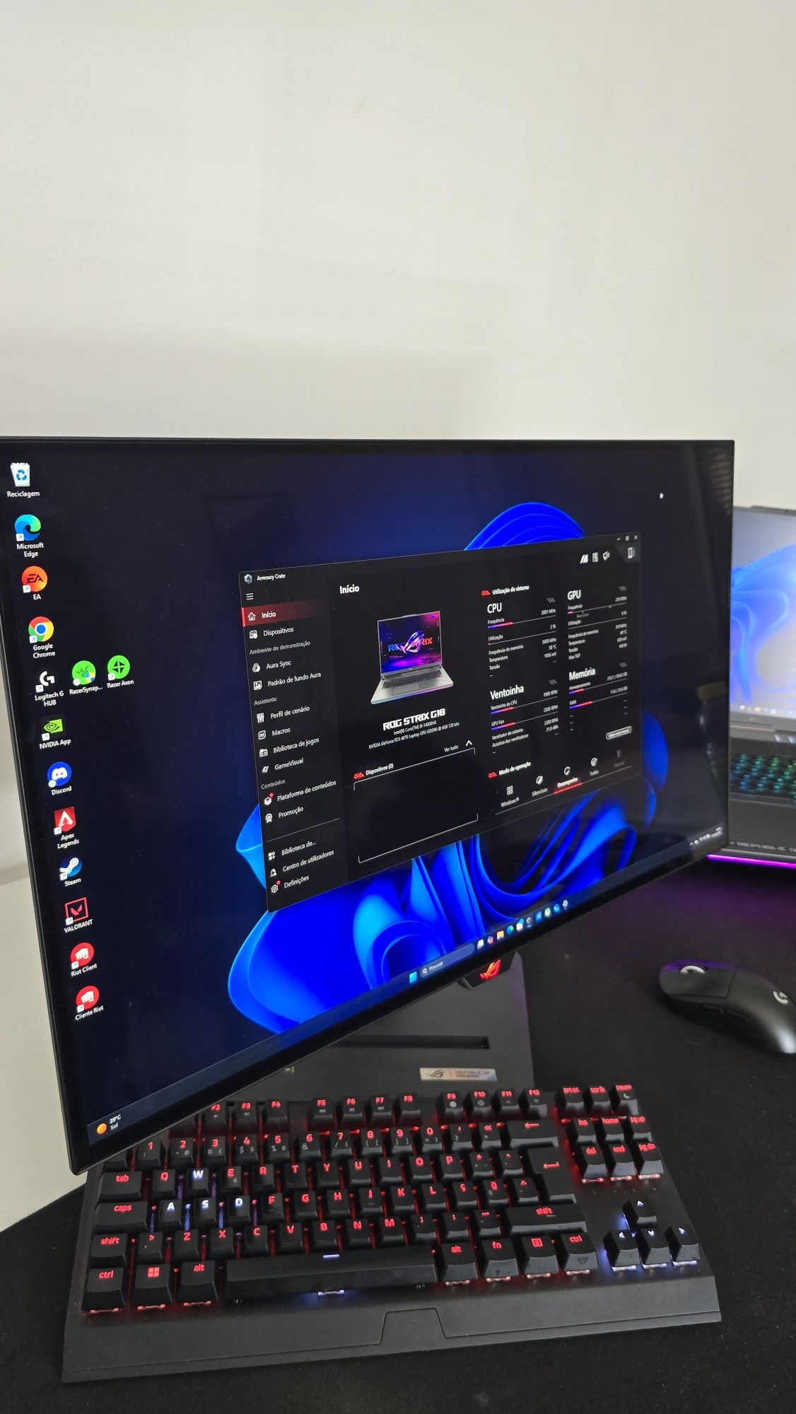 Setup Completo Gamer ASUS ROG Strix + RTX 4070 + Logitech/Razer