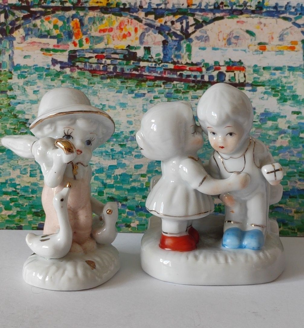 Piękna stara porcelana figurki 2 sztuki komplet