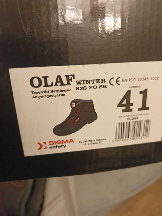 buty robocze SIGMA OLAF S3S trzewiki  Ocieplane WODOODPORNE Nowe 41