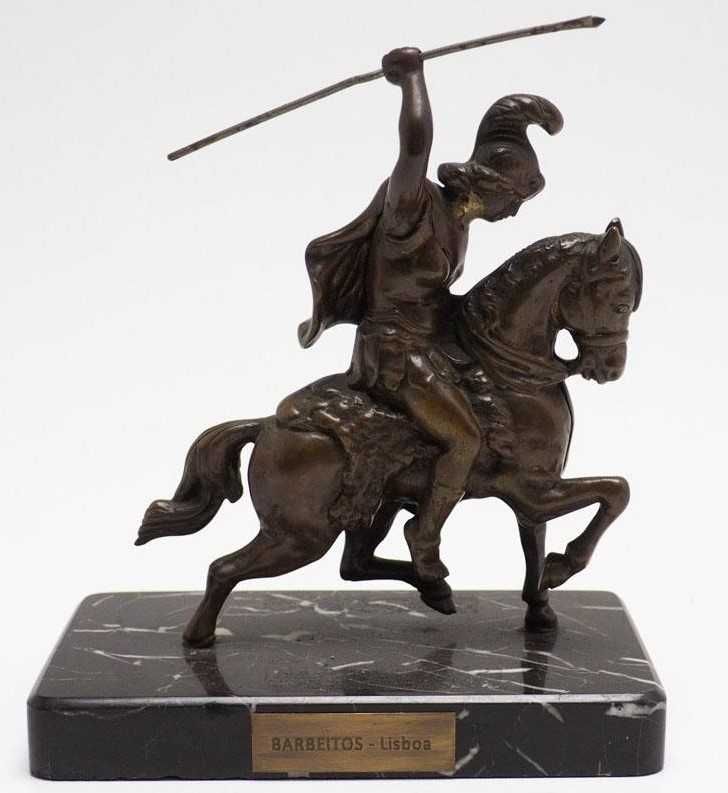 Escultura em bronze patinado de Guerreiro a Cavalo (C/Oferta)