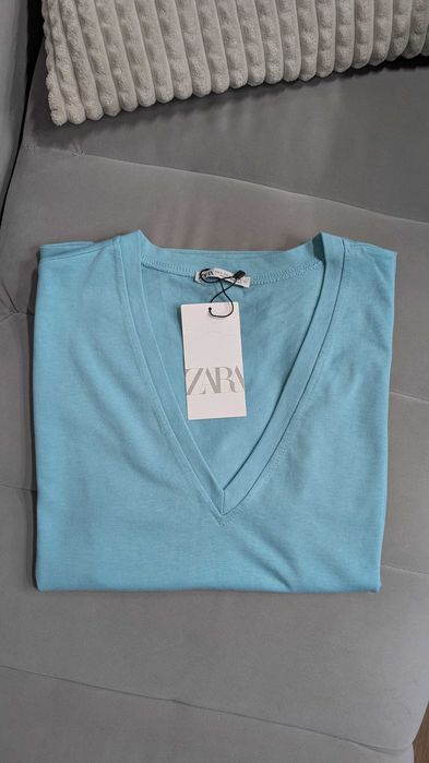 Футболка бірюзова zara вільного фасону плотна тканина s