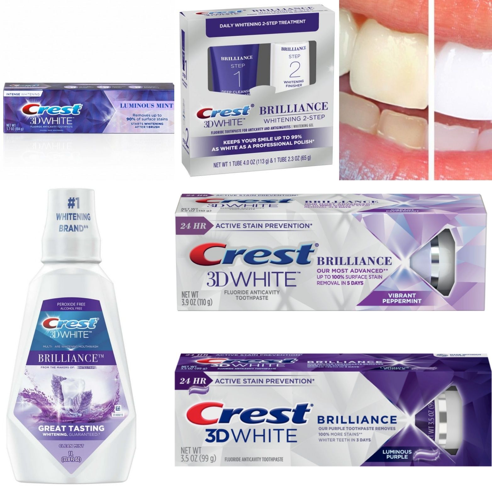 Crest 3D зубная паста, полоски отбеливающие, ополаскиватель - свежее,