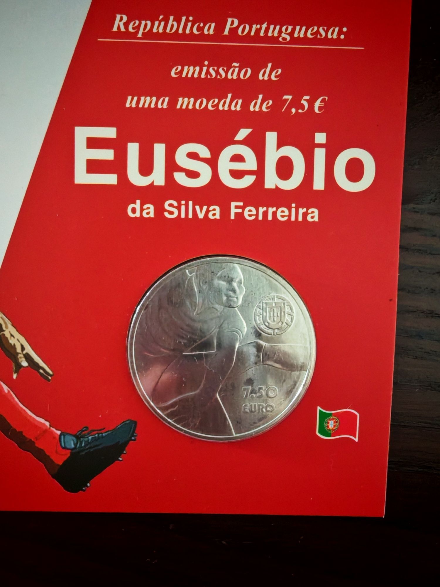 Moeda comemorativa de Eusébio em prata