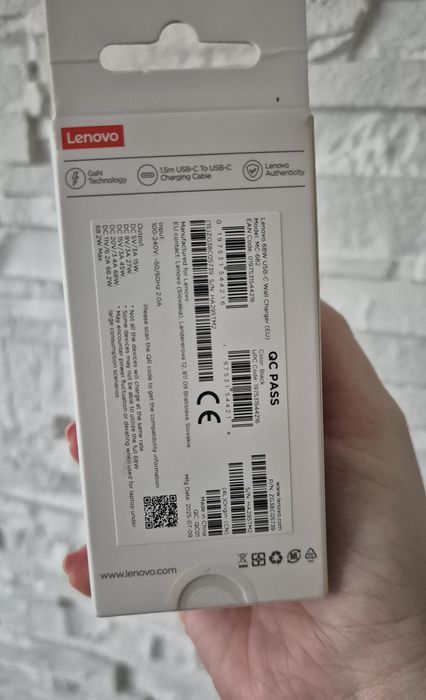 NOWY zasilacz + kabel do ładowania laptopa lenovo 68W