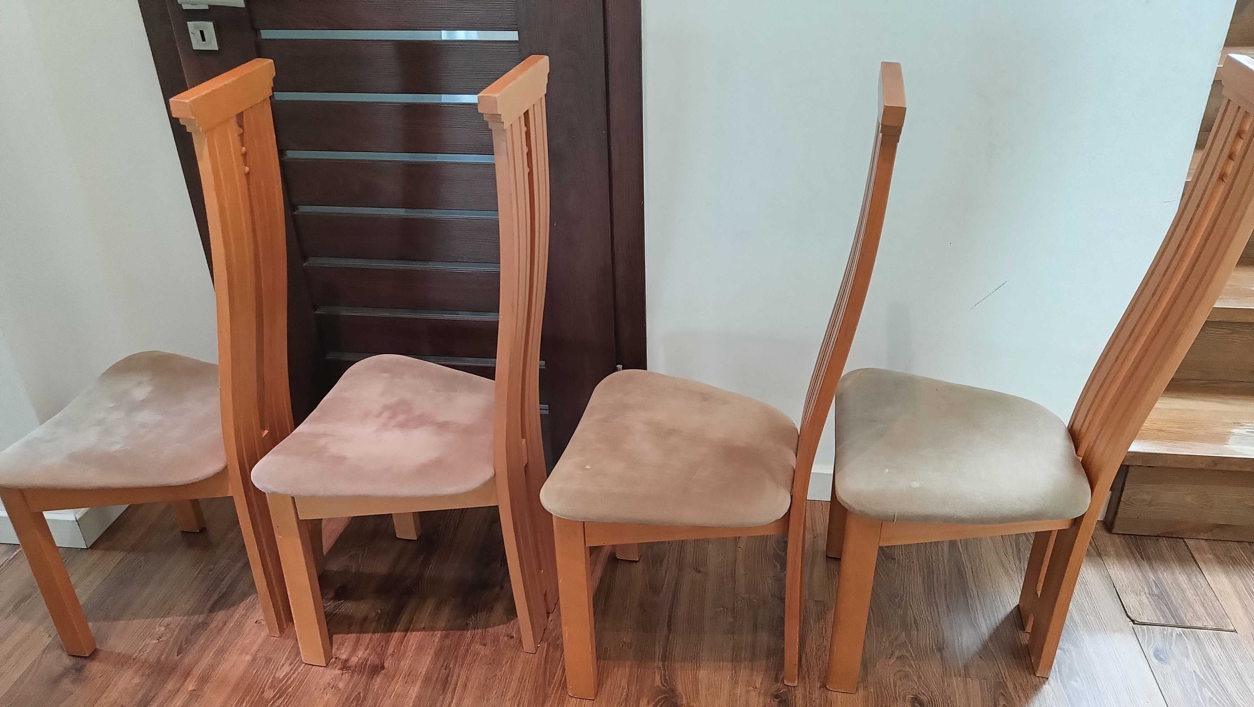 4  oryginalne drewniane krzesła tapicerowane