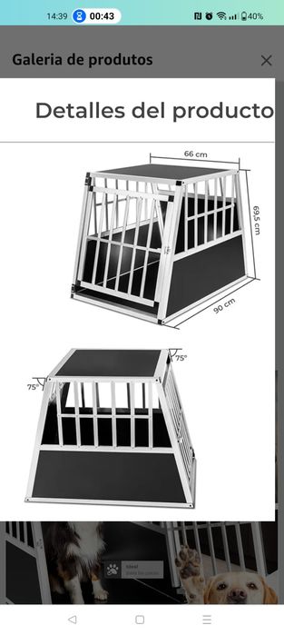 (Transportadora) Caixa grande de transporte para cães em aluminio