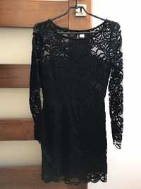 Sukienka czarna koronkowa H&M