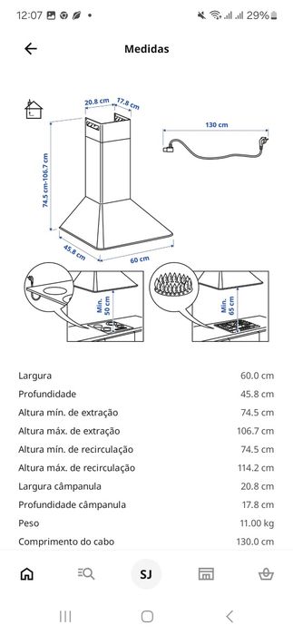 Exaustor de parede aço inoxidável  Otimo estad