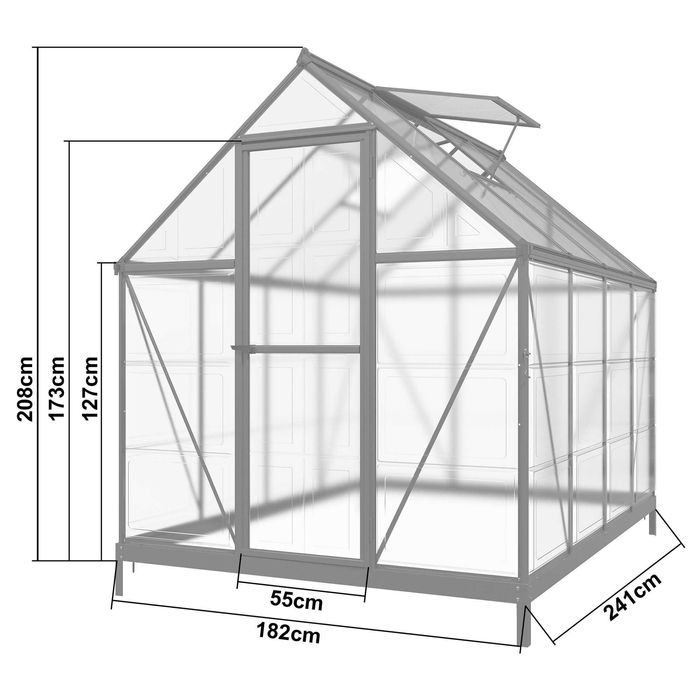 Szklarnia 182 x 241 x 208 cm z fundamentem