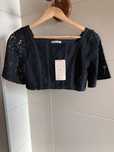 Czarny koronkowy crop top zara nowy z metką basic S 36