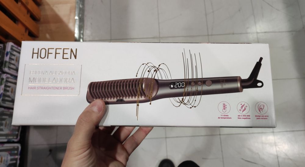 Escova de cabelo alisadora e modelador da hoffen