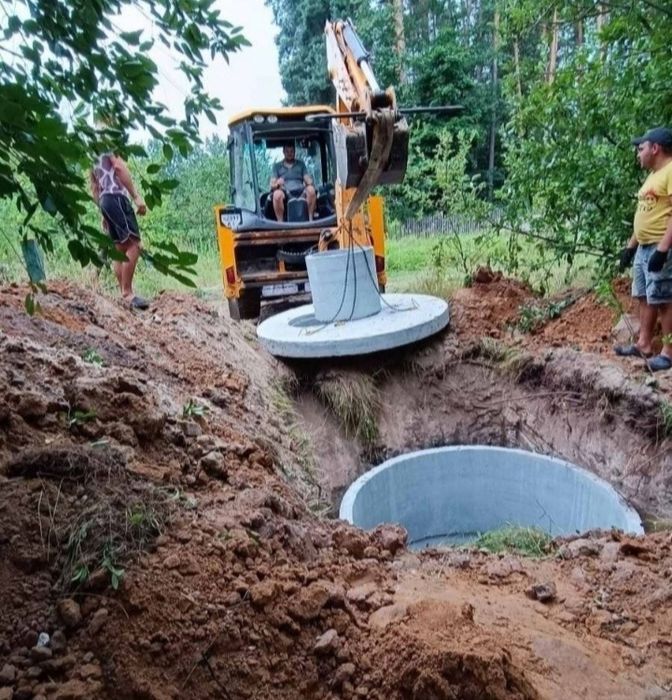 Каналізація в будинку. Копка септика, вигрібної ями с бетонних кілець.