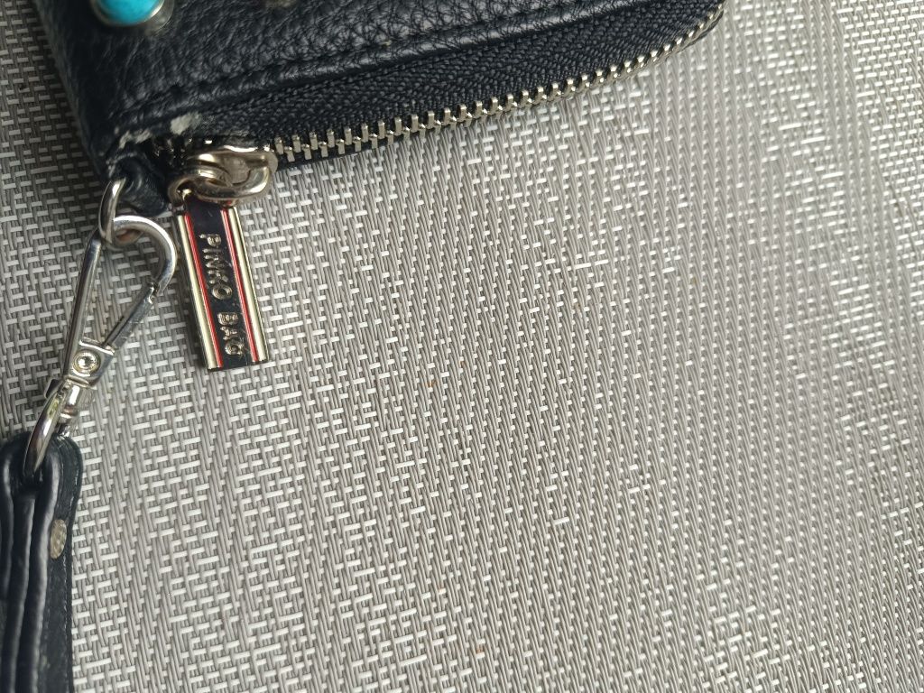 Portfel pinko duży kamienie zdobiony