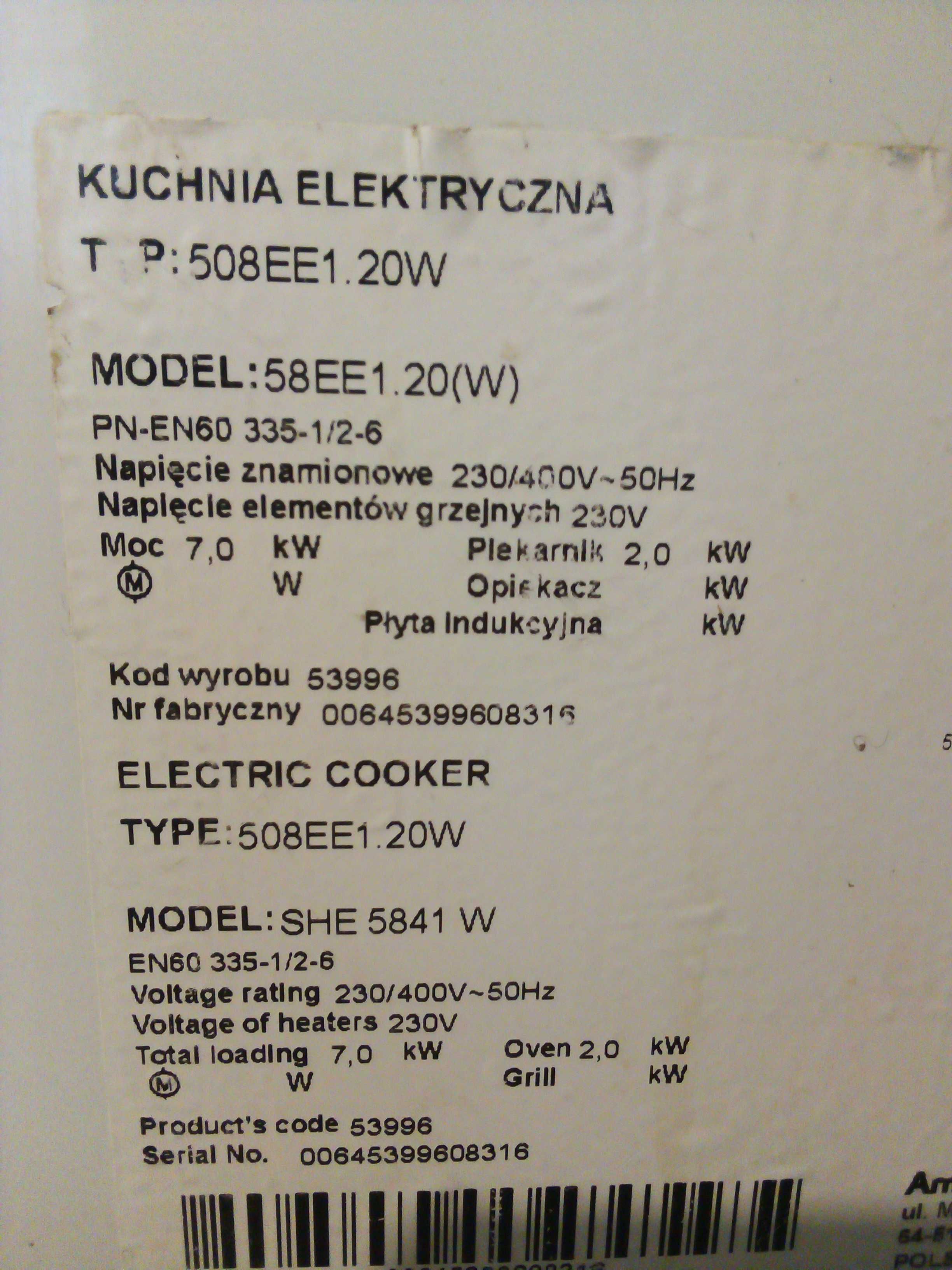 Kuchnia elektryczna Amica